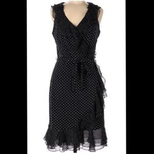 Sz 4 WHBM Polka Dot Faux Wrap Dress